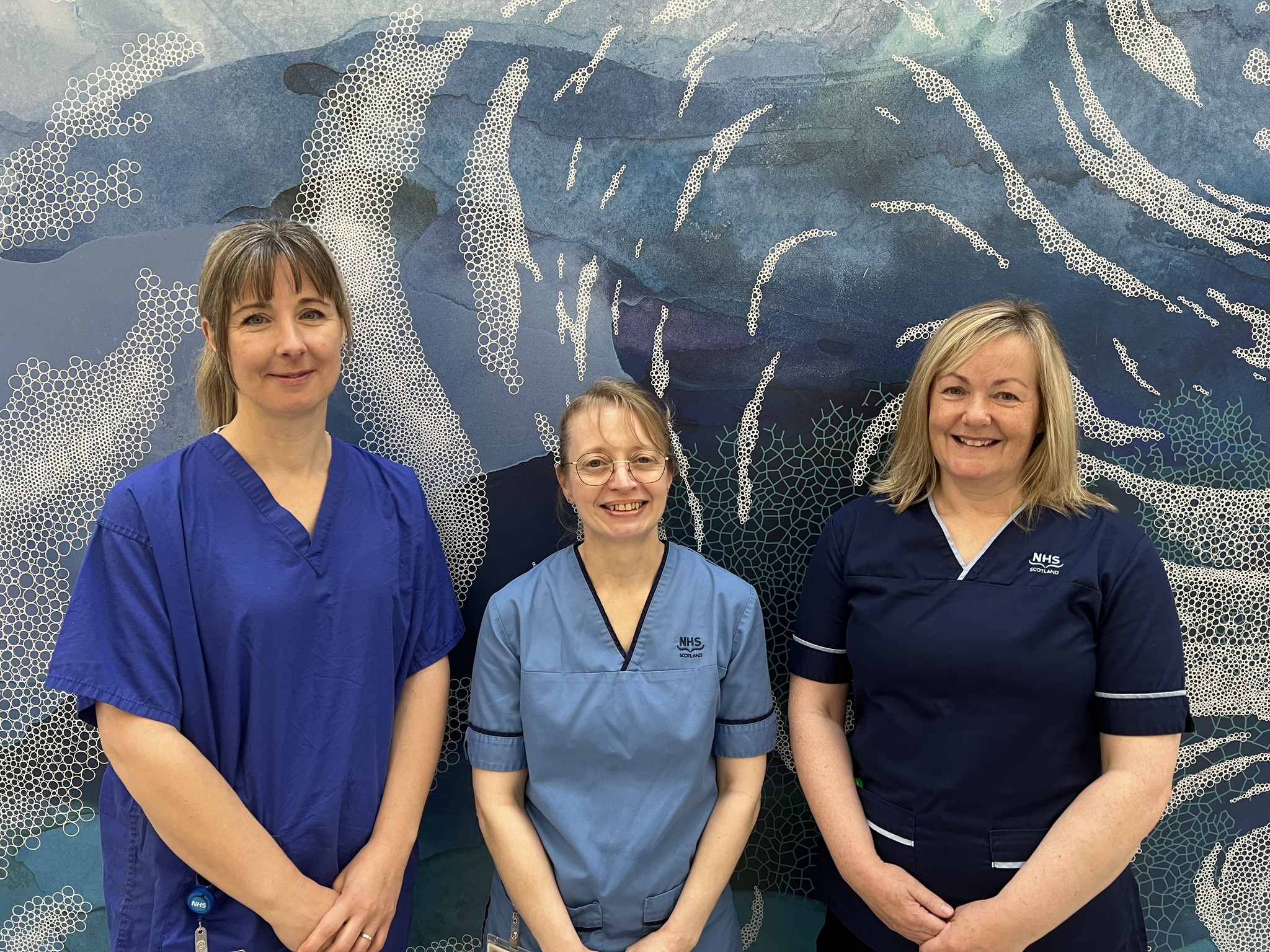 Photo of Anne Gregg, Macmillan Specialist Nurse and Amanda Manson, Cardiology Specialist Nurse, who were both nominated for Nurse of the Year Award and Melissa Lindsay, Midwife and Sonographer,