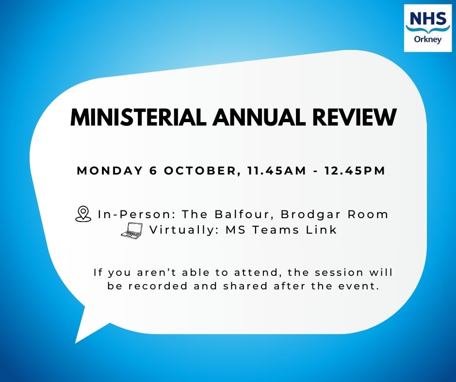 Annual Review details in a blue box with white circle